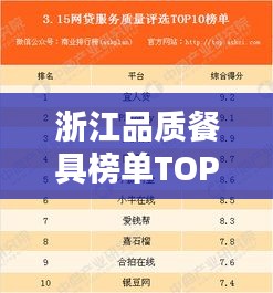 浙江品质餐具榜单TOP10揭晓！