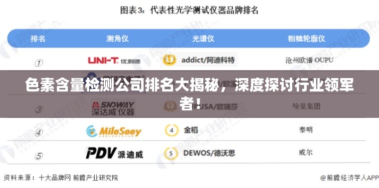 色素含量检测公司排名大揭秘，深度探讨行业领军者！